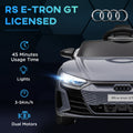 Aosom Kids Ride On Car, 12V Licensed Audi Rs E Tron Gt 3.1 Mph Electric Car For Kids, Ride On Toy For Boys And Girls With Remote Control, 4 Wheels With Suspension, Horn, Music, Lights, Gray Gray Plastic