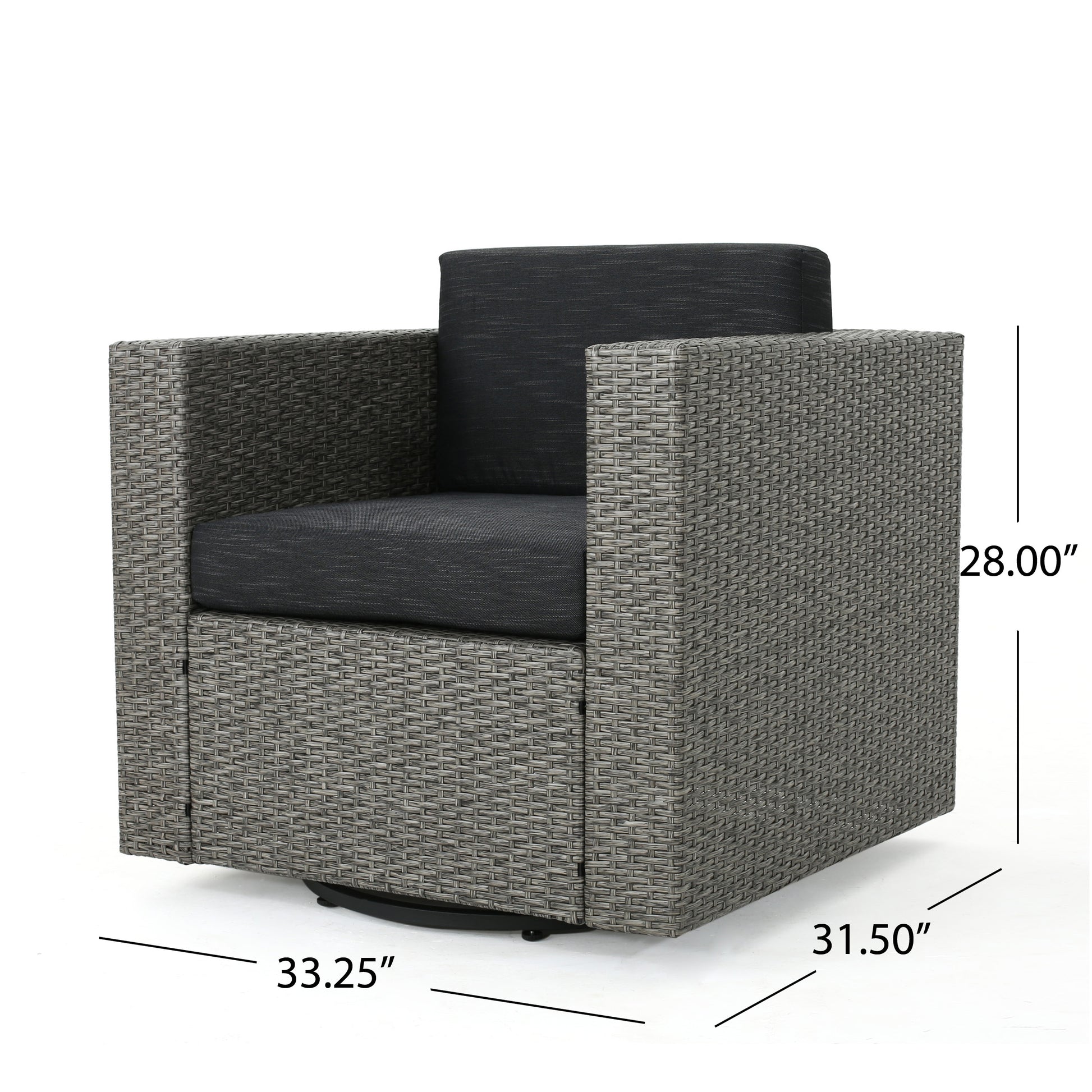 Puerta Mp1 Swivel Chair Black Black Gray Wicker