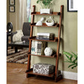 Antique Oak 1Pc Ladder Shelf 5 Tier Shelf For Books Modern Style Living Room Display Shelf Book Shelf 5 Oak Primary Living Space Open Back Contemporary,Modern,Rustic,Transitional Solid Wood