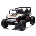 24V Kids Ride On Utv,Electric Toy For Kids W Parents Remote Control,Four Wheel Suspension,Low Start,Adjustable Speed,Multimedia Player,Early Education,Bluetooth,Rear Storage Space For Kids Aged 3 . White 50 99 Lbs Polypropylene