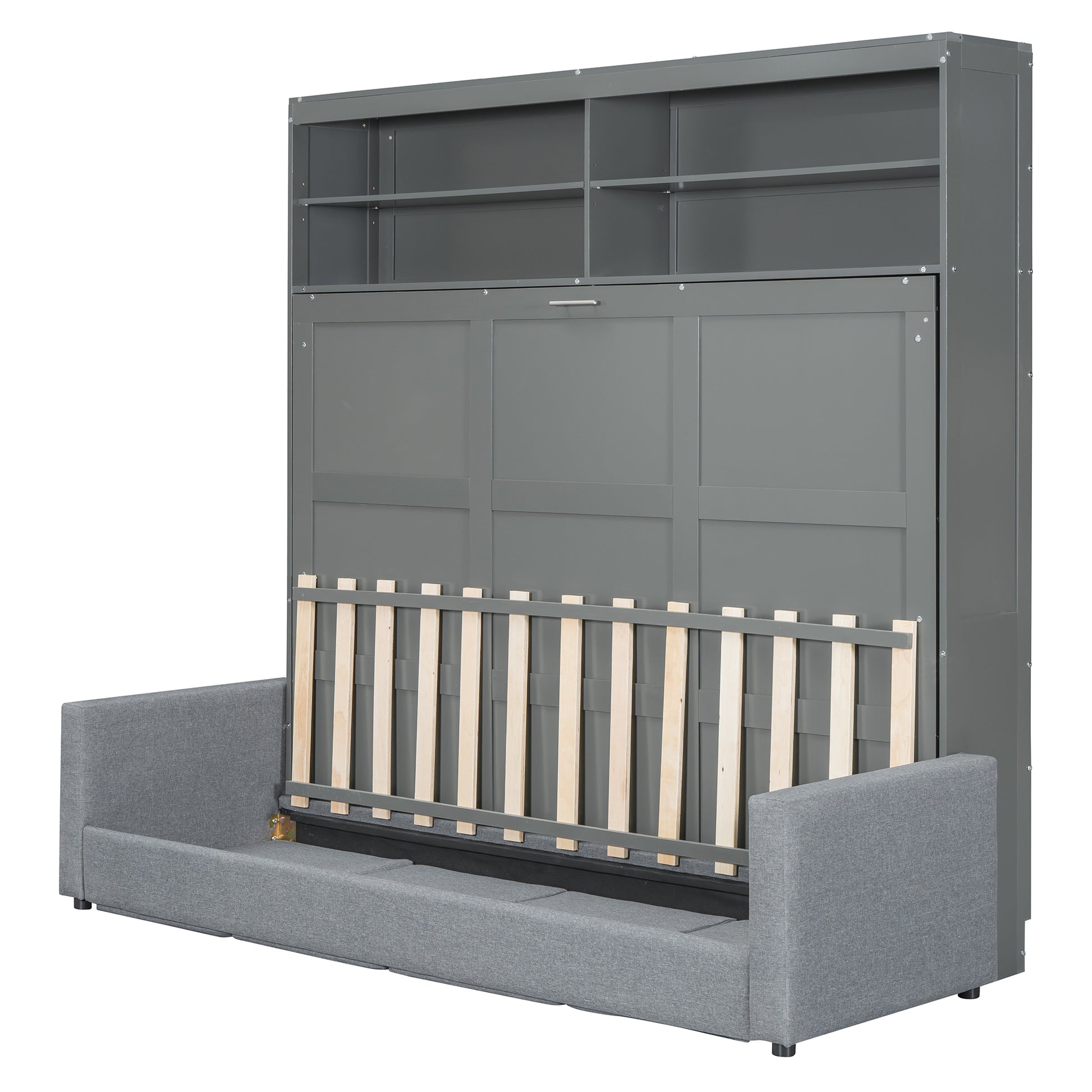 Queen Size Murphy Bed Wall Bed With Sofa,Gray Queen Gray Mdf Lvl