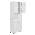 Tall Bathroom Cabinet With Laundry Basket, Large Storage Space Tilt Out Laundry Hamper And Upper Storage Cabinet, White White Mdf