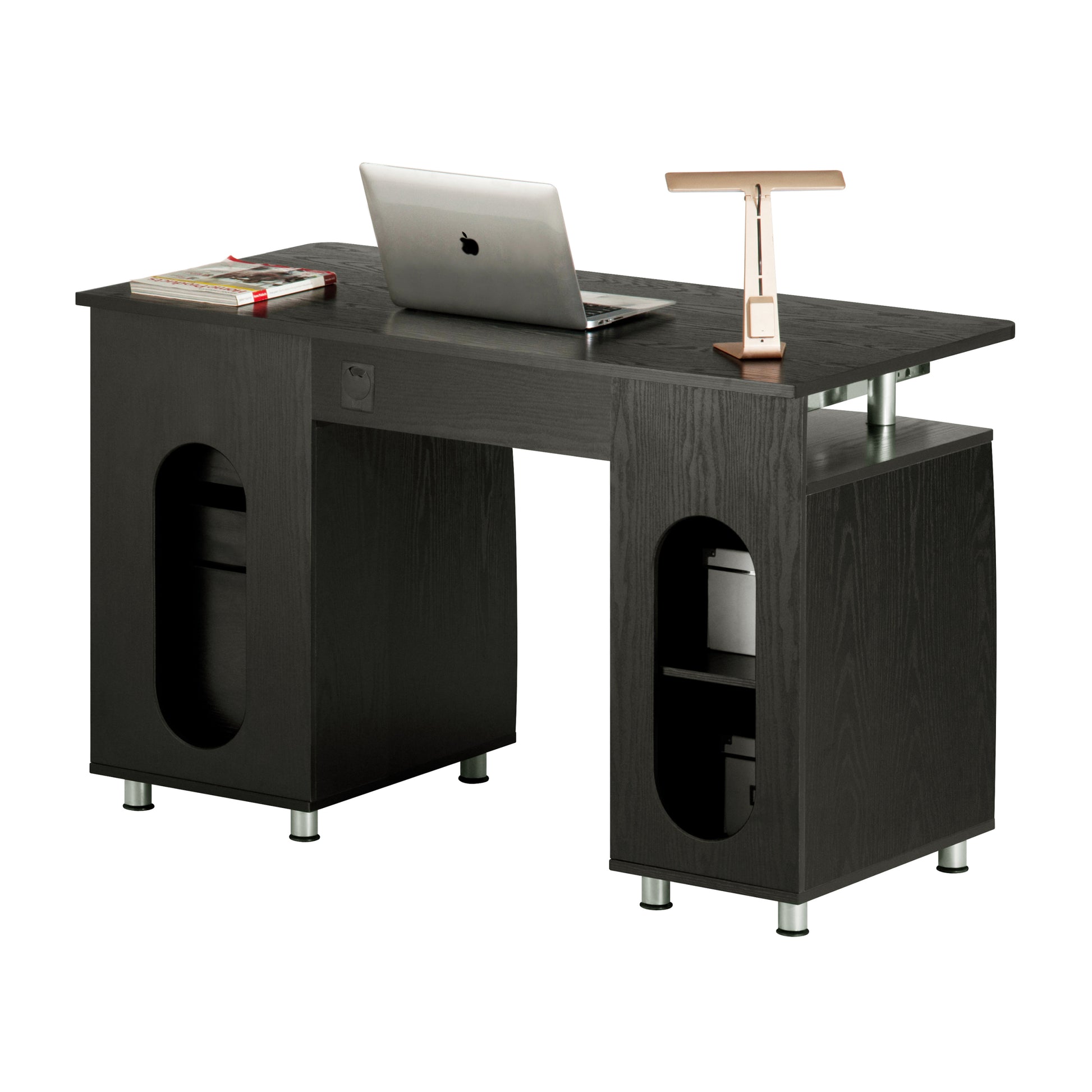 Techni Mobili Complete Workstation Computer Desk With Storage, Espresso Espresso Computer Desk Office Modern Rectangular Rectangular Mdf