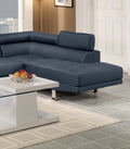 Dark Blue Color Sectional Living Room Furniture Linen Like Fabric Adjustable Headrest Right Facing Chaise & Left Facing Sofa Dark Blue Linen Primary Living Space Classic,Contemporary,Modern L Shaped Pine Pillow Top Arms Metal 5 Seat