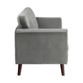 Modern Contemporary Living Room 1Pc Loveseat Gray Velvet Upholstery Dark Brown Legs Solid Wood Furniture Gray Velvet Wood Primary Living Space Modern Solid Wood