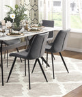 Modern 5Pc Dining Table Set With 4X Chairs Gray Upholstered Sintered Stone Tabletop Black Metal Legs Kitchen Dining Furniture Gray Seats 4 Dining Room Contemporary,Modern Rectangular Dining Table