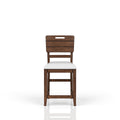 Casual Counter Stool Brown Finish Contrasting Upholstered Seat Set Of 2 Brown Solid Wood Mdf