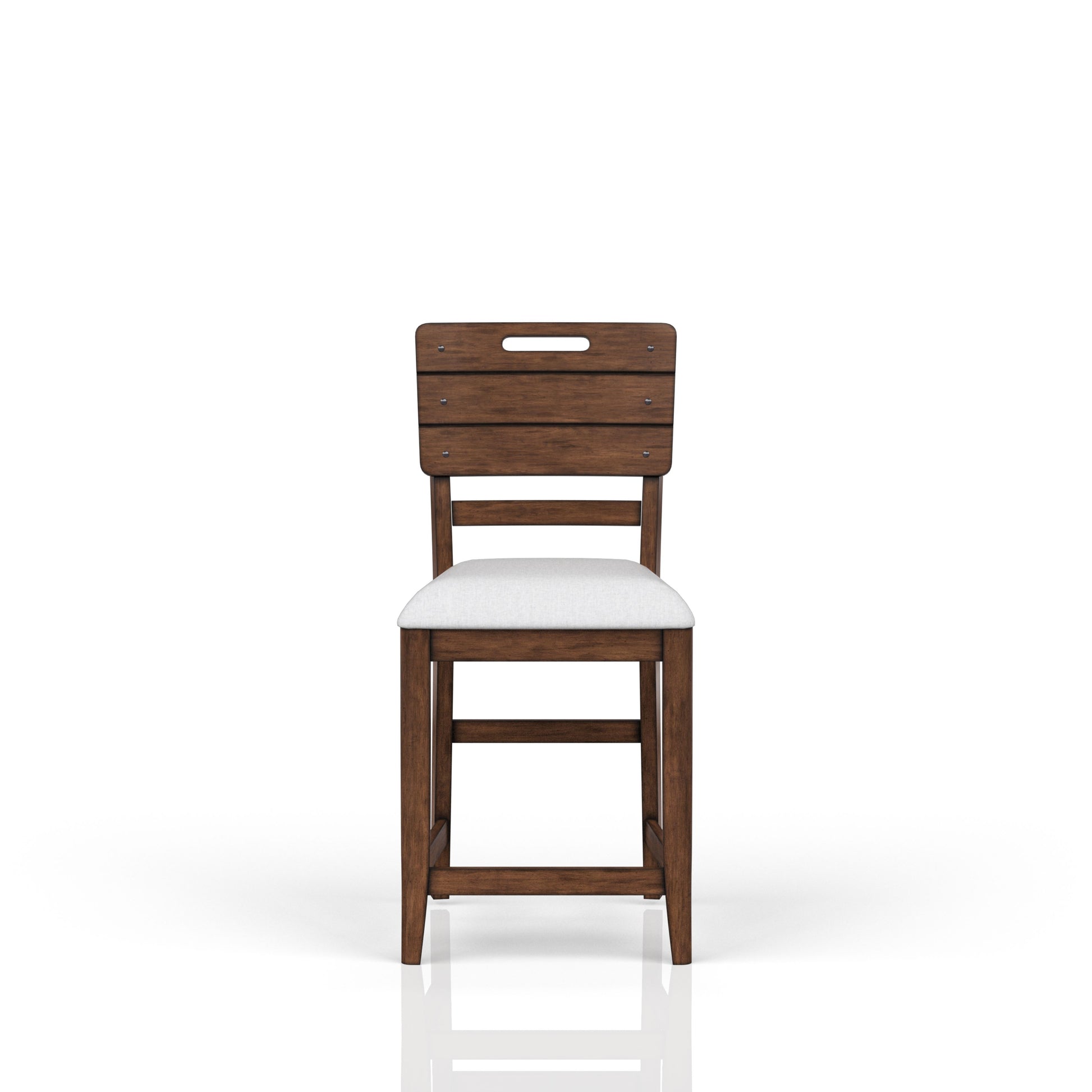 Casual Counter Stool Brown Finish Contrasting Upholstered Seat Set Of 2 Brown Solid Wood Mdf