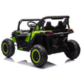 24V Two Seater Kids Ride On Utv W Parents Remote Control,Four Wheel Suspension,Slow Start,Large Wheel Design,Anti Collision Bar,Storage Space,Music,Usb,Bluetooth,Volume Control,Led Lights For Kids 3 . Green 100 149 Lbs Polypropylene