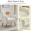 Mirod Modern Wing Back Lounge Chair Stylish Design, Soft Fabric, Solid Wood Legs, Easy Assembly, Durable Frame Beige Boucle
