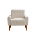 Mirod Classic Biscuit Style Accent Chair Comfortable Armrests, Soft Fabric, Elegant Solid Wood Legs With Gold Finish, Easy Assembly Beige Boucle