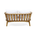 Outdoor Wooden Loveseat With Cushions White Teak 55.50
