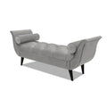 Alma Tufted Flared Arm Entryway Bench, Opal Grey Velvet Gray Foam Velvet