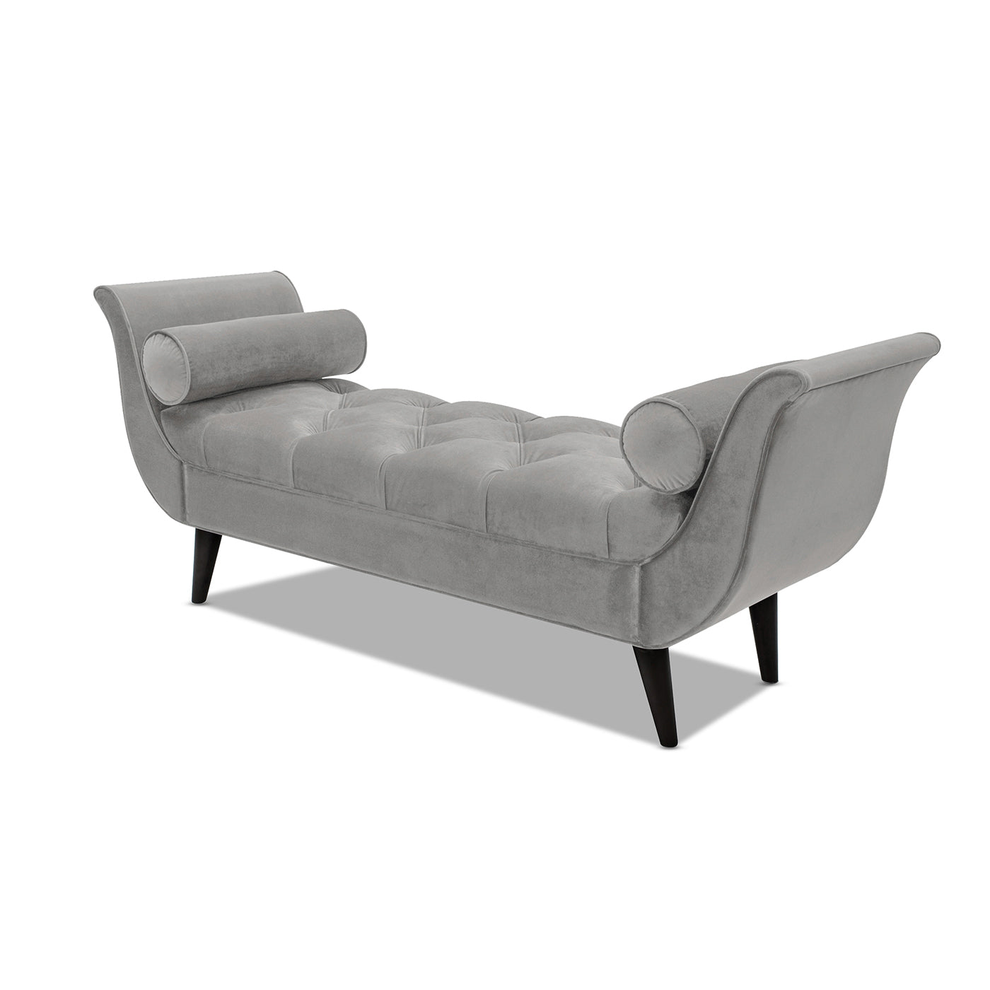 Alma Tufted Flared Arm Entryway Bench, Opal Grey Velvet Gray Foam Velvet