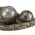 8.25 Long Inch Chrysanthemum Resin Fruit Bowl W Spheres Multicolor Polyresin