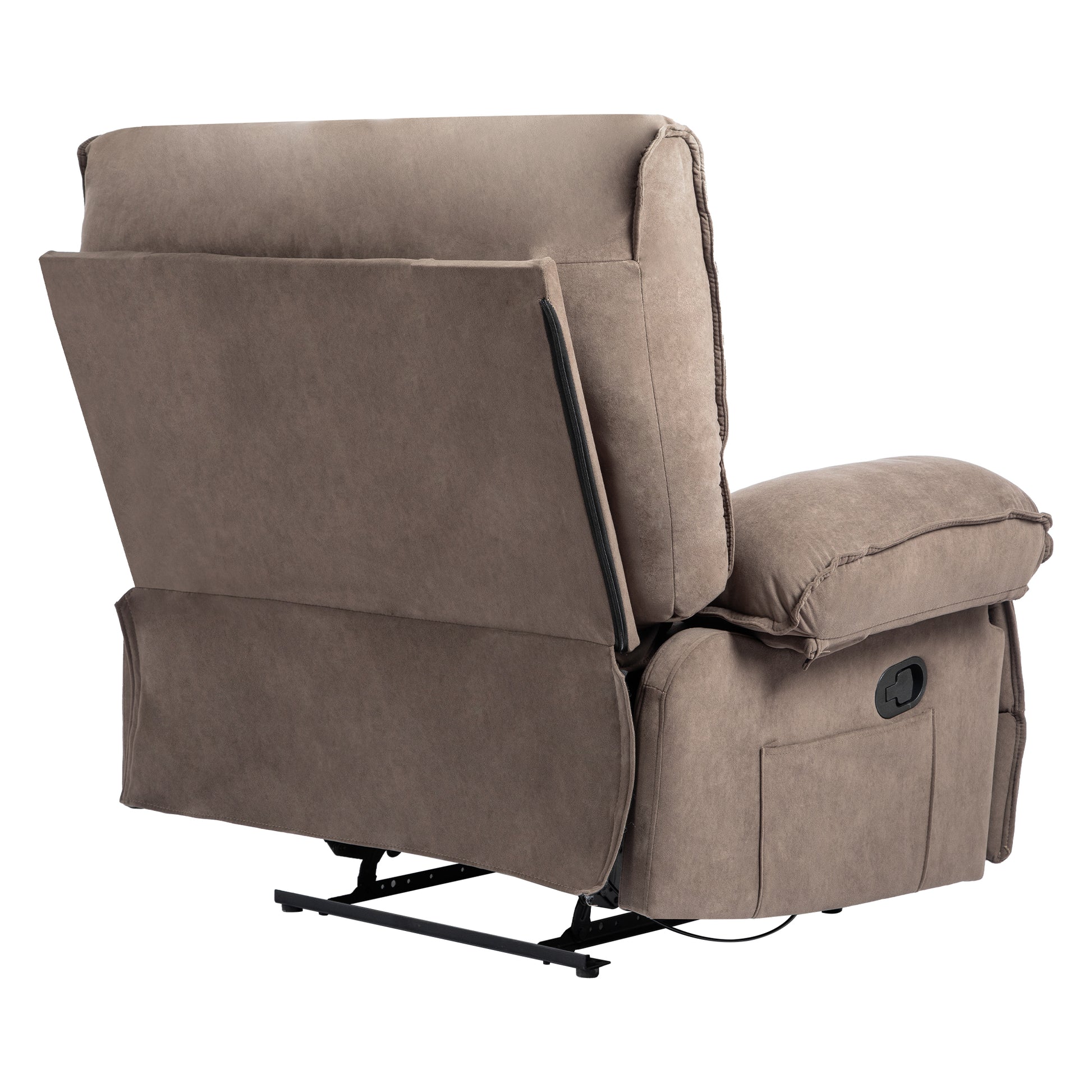 Oversized Manual Recliner Chair Sofa For Living Room Brown Velvet Manual Handle Metal Primary Living Space Soft Cushion Back Heavy Duty American Design,American Traditional,Classic Pillow Top Arms Foam Velvet