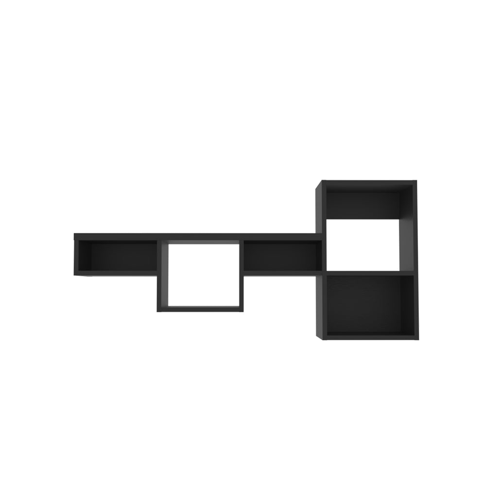 Wall Shelf Kiowa, Office, Black Black Particle Board Engineered Wood