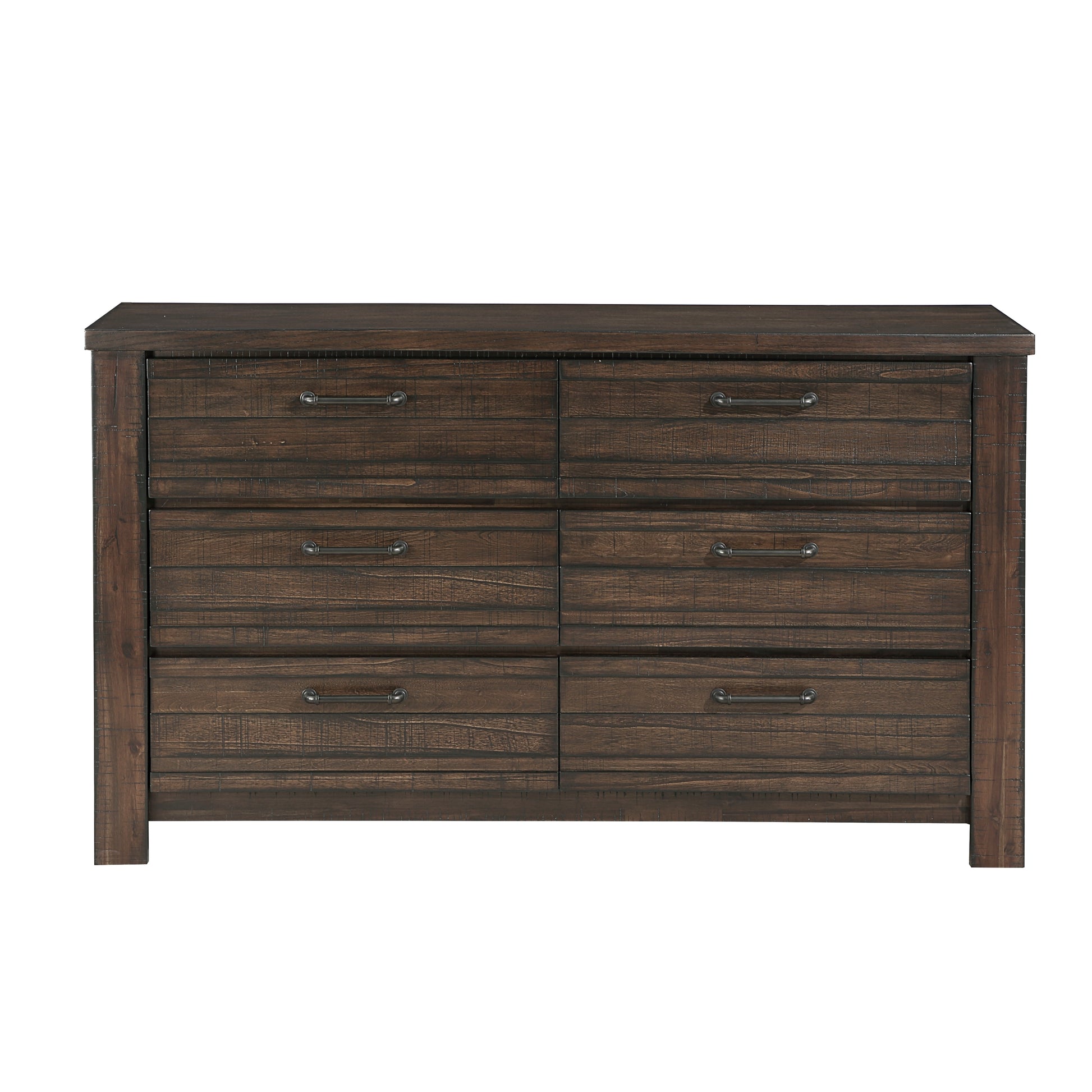 Rustic Style 1Pc Dark Brown Dresser Of 6X Drawers Black Metal Hardware Wooden Bedroom Furniture Dark Brown Bedroom Industrial,Rustic Wood