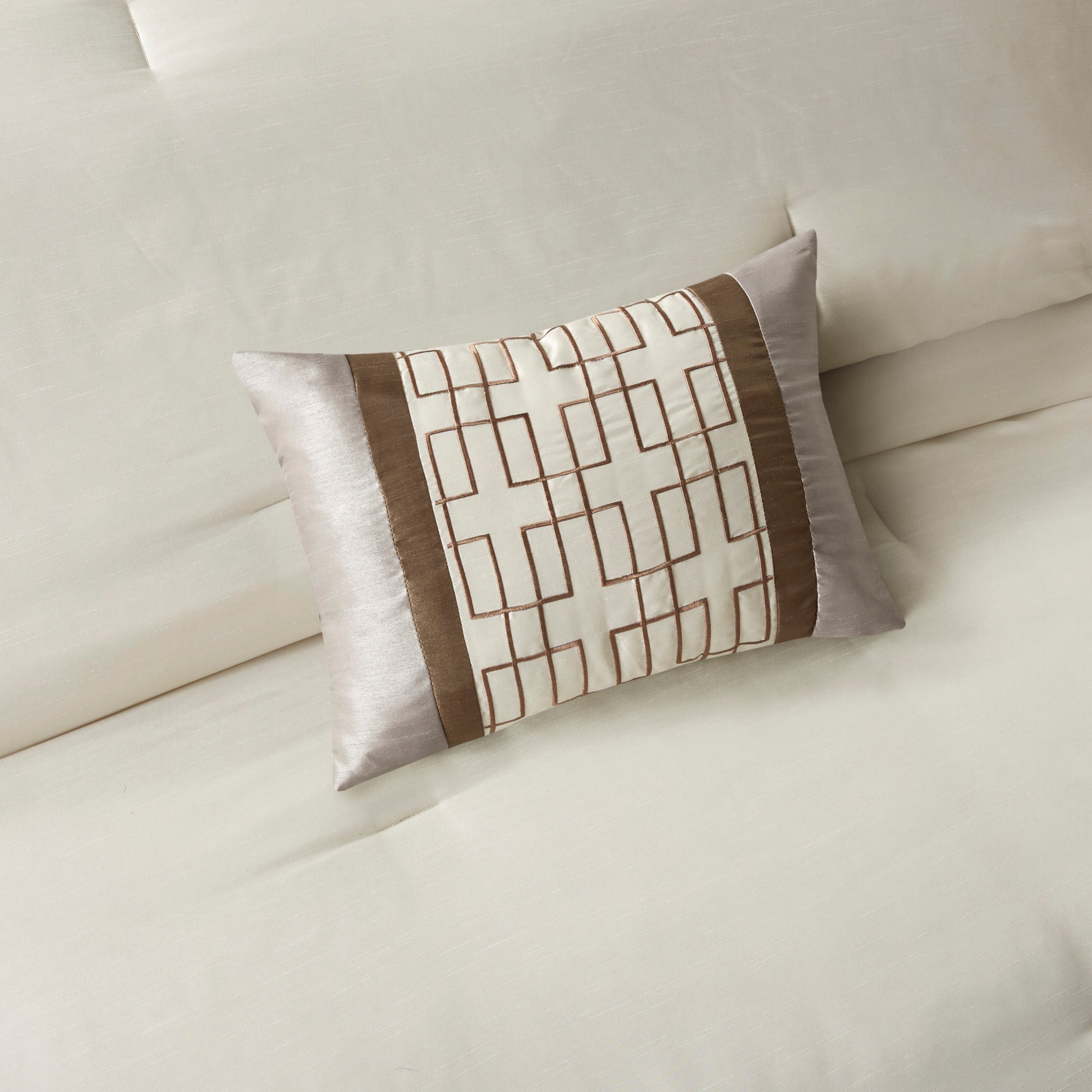 7 Piece Comforter Set Taupe Brown Queen Queen Taupe Brown Polyester