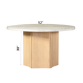 Qwin Round Dining Table, Marble Top & Oak Finish Dn02875 White Natural Plywood