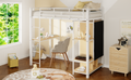 Twin Size Metal Loft Bed With Built In Wardrobe, Desk And Shelves, Black Expected Arrival Time: 9.3 Box Spring Not Required Twin White Metal Mdf Metal