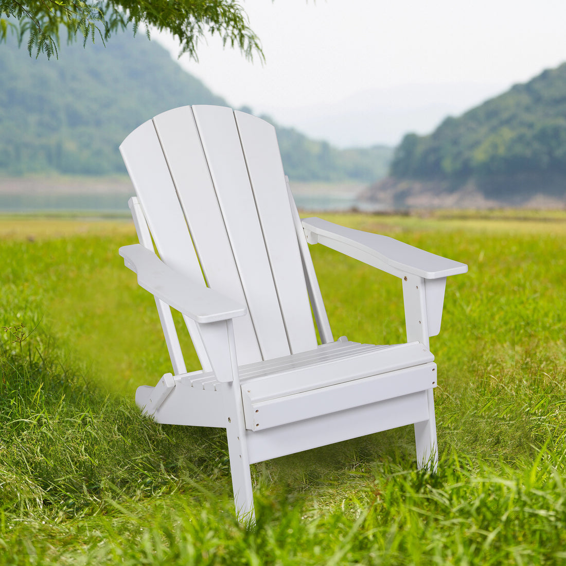 Folding Adirondack Chair, Relaxing Stackable Arm Rest Ergonomic Hdpe All Weather Adirondack Chair No Adirondack Antique White Uv Resistant Frame Garden & Outdoor American Design,American Traditional Complete Patio Sets Hdpe