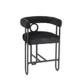 Coolmore Bar Stools Set Of 2, Modern Bar Stool With Back, Black Metal Frames, Upholstered Bar Stools For Kitchen Island, Pub, Club Black Chenille Black Foam Chenille