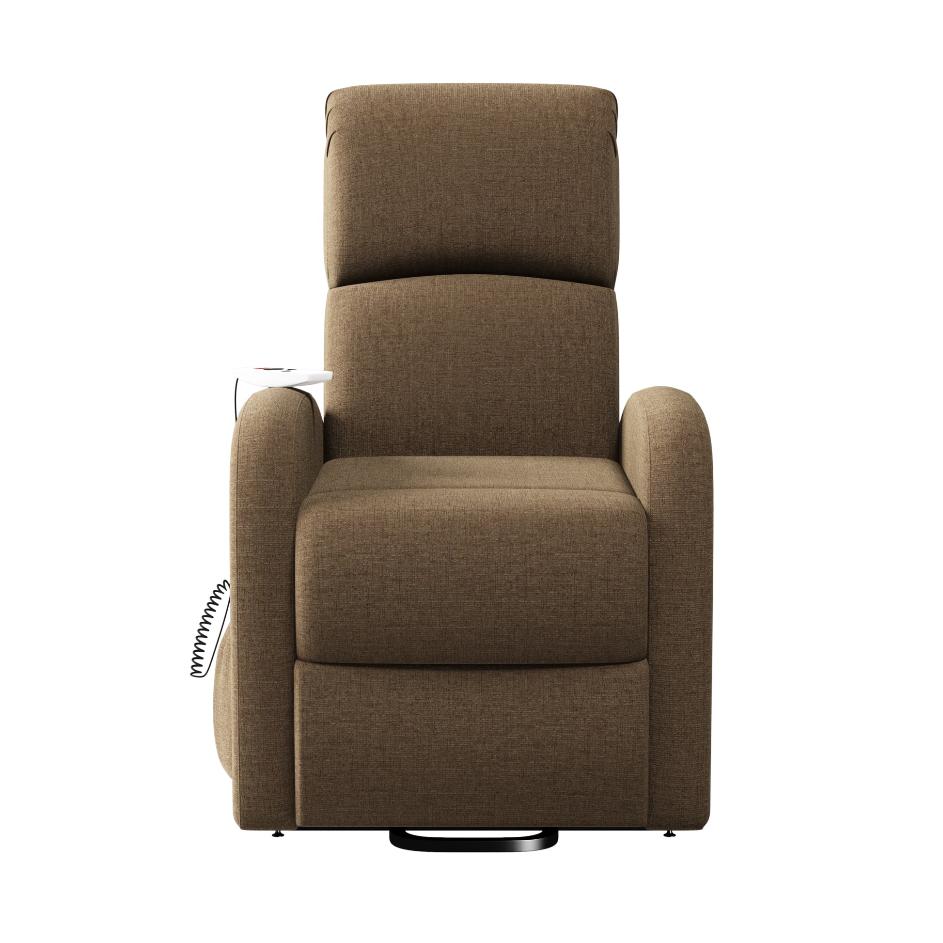 The Chestnut Recliner Brown Polyester Power Remote Wood Soft Cushion Back Push Button Fiber Foam Pads Polyester