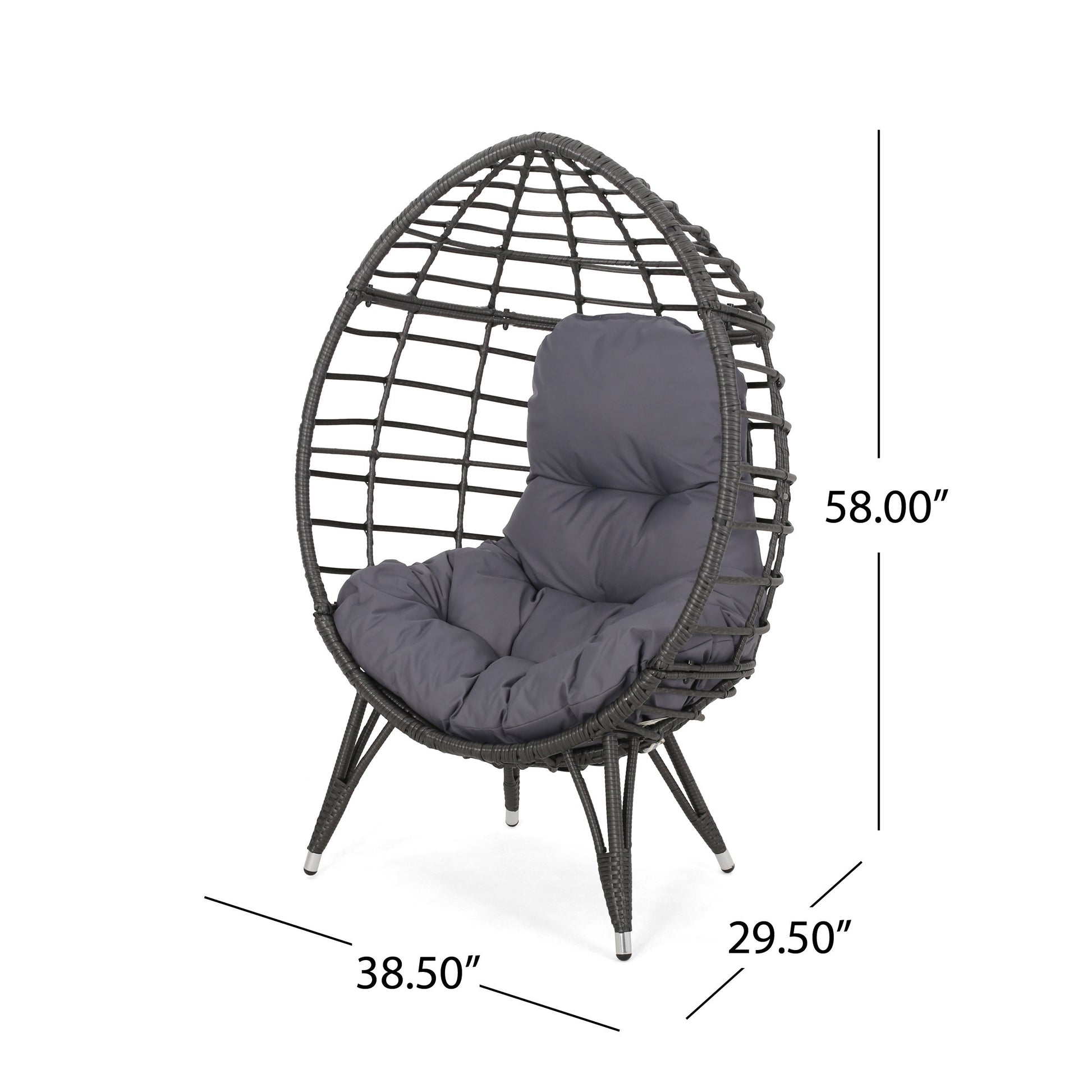 Santino Teardrop Chair Gray Pe Rattan Iron Waterproof Fabric