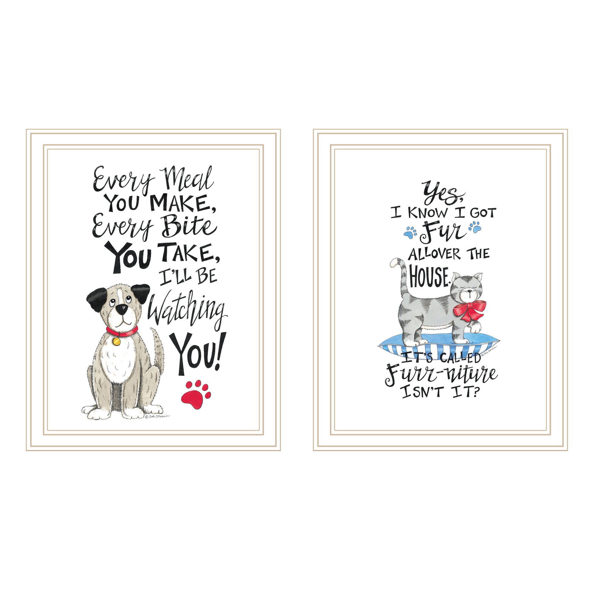 2 Piece Vignette It'S Called Furr Niture Isn'T It White Framed Wall Art For Living Room, Bedroom Wall Art Print For Home Decor By Deb Strain Multicolor Wood Paper