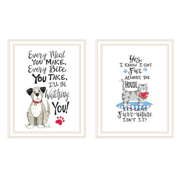 2 Piece Vignette It'S Called Furr Niture Isn'T It White Framed Wall Art For Living Room, Bedroom Wall Art Print For Home Decor By Deb Strain Multicolor Wood Paper