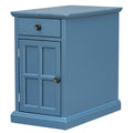 Classic Vintage Livingroom End Table Side Table With Usb Ports And One Multifunctional Drawer With Cup Holders, Antique Navy Antique Navy Solid Wood