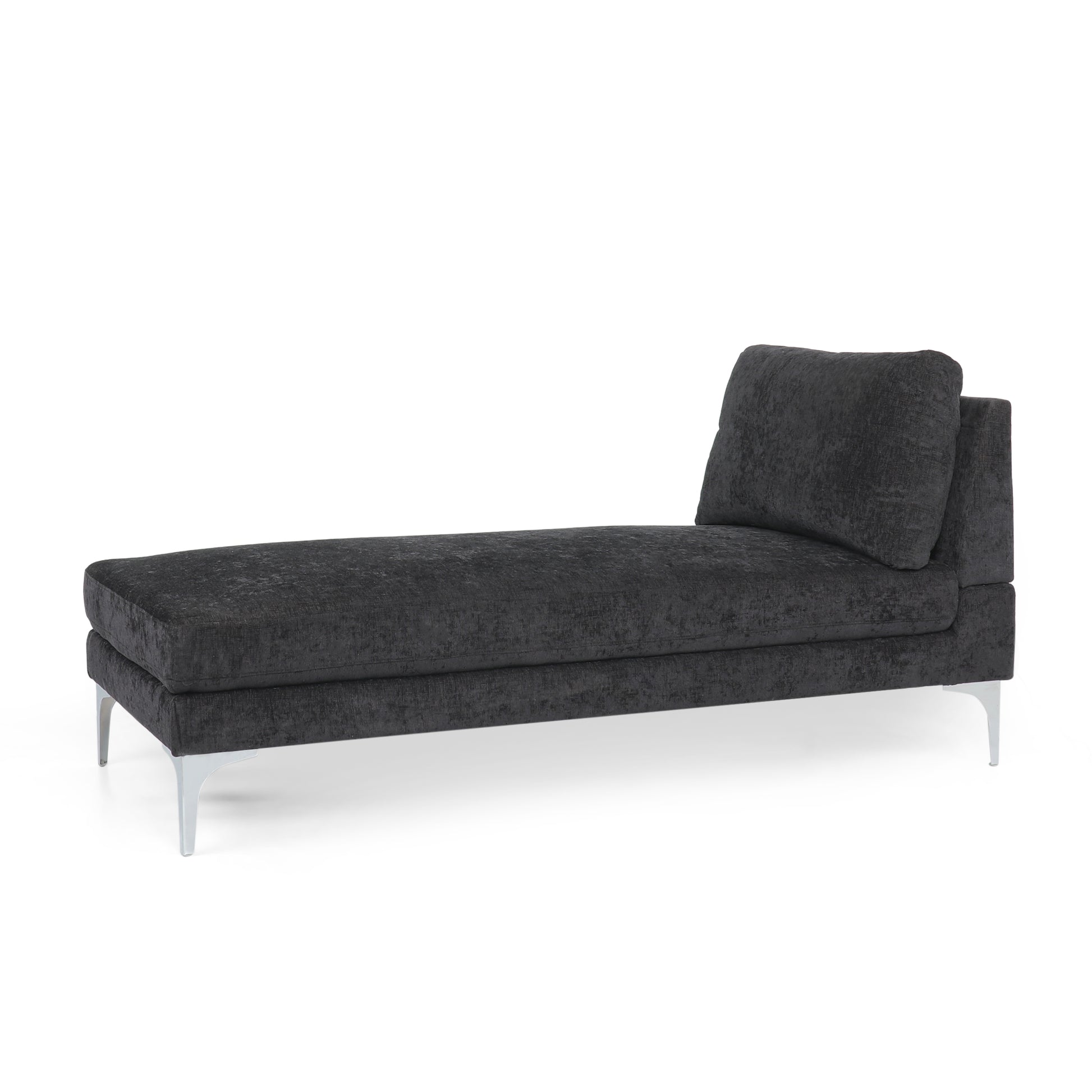 Chaise Lounge Black Fabric 1 Seat