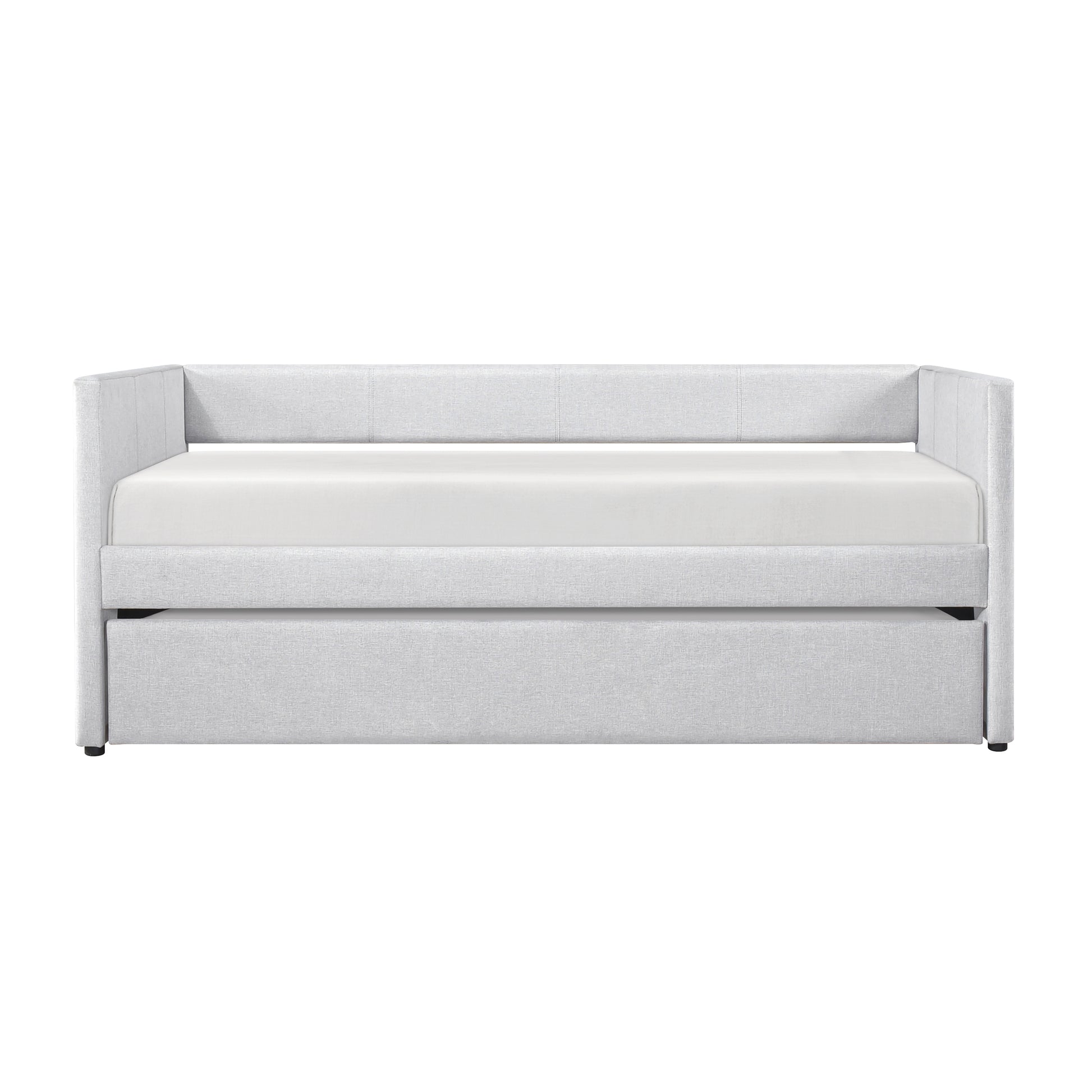 1Pc Daybed With Trundle Gray Fabric Upholstery Wooden Frame Modern Home Furniture Box Spring Not Required Gray Wood Primary Living Space Modern,Transitional Polyester Engineered Wood,Wood