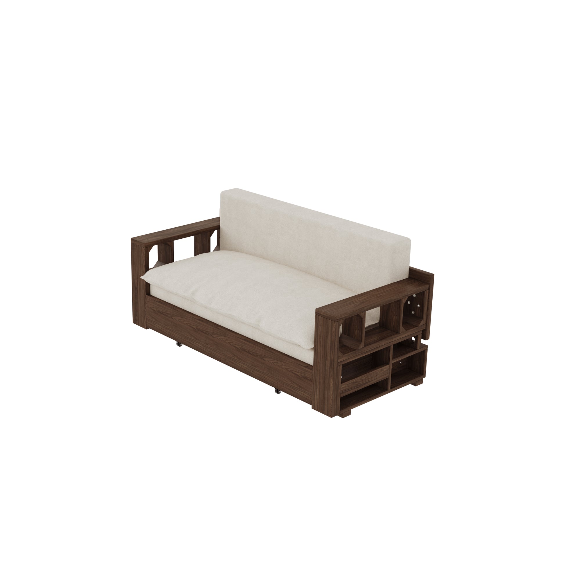 3 In 1 Convertible Sleeper Sofa Bed,Modern Velvet Loveseat Couch With Pull Out Bed,Small Beautiful Seat Futon Sofa Bed With Convertible Office Desk,Beige Beige Metal & Wood 2 Seat