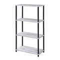 Antique White And Black Bookshelf With 4 Shelf 4 Black White Etagere Horizontal Primary Living Space Wood Open Back Rustic Wood Metal