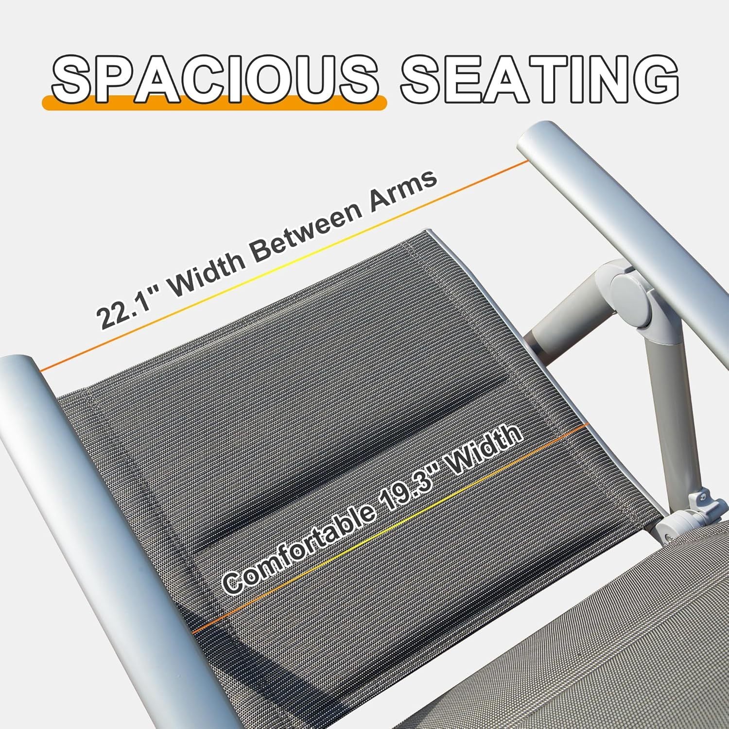 Patio Folding Chairs Set Of 2, Aluminium Frame Outdoor Reclining Patio Chairs For Garden Camping Poolside Beach Deck, Adjustable High Back Lawn Chairs With Soft Cotton Padded Seat, Dark Gray Dark Gray Aluminium