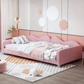 Twin Size Upholstered Daybed, Sherpa Fabric Sofabed With Cloud Shaped Backrest, No Box Spring Needed, Pink Twin Pink Wood Fabric