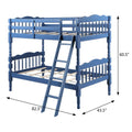 Blue Twin Over Twin Bunk Bed With Built In Ladder Blue Traditional Wood