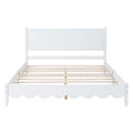 Queen Size Wood Platform Bed Frame, Retro Style Bed With Rectangular Headboard,No Need Box Spring,White Queen White Wood