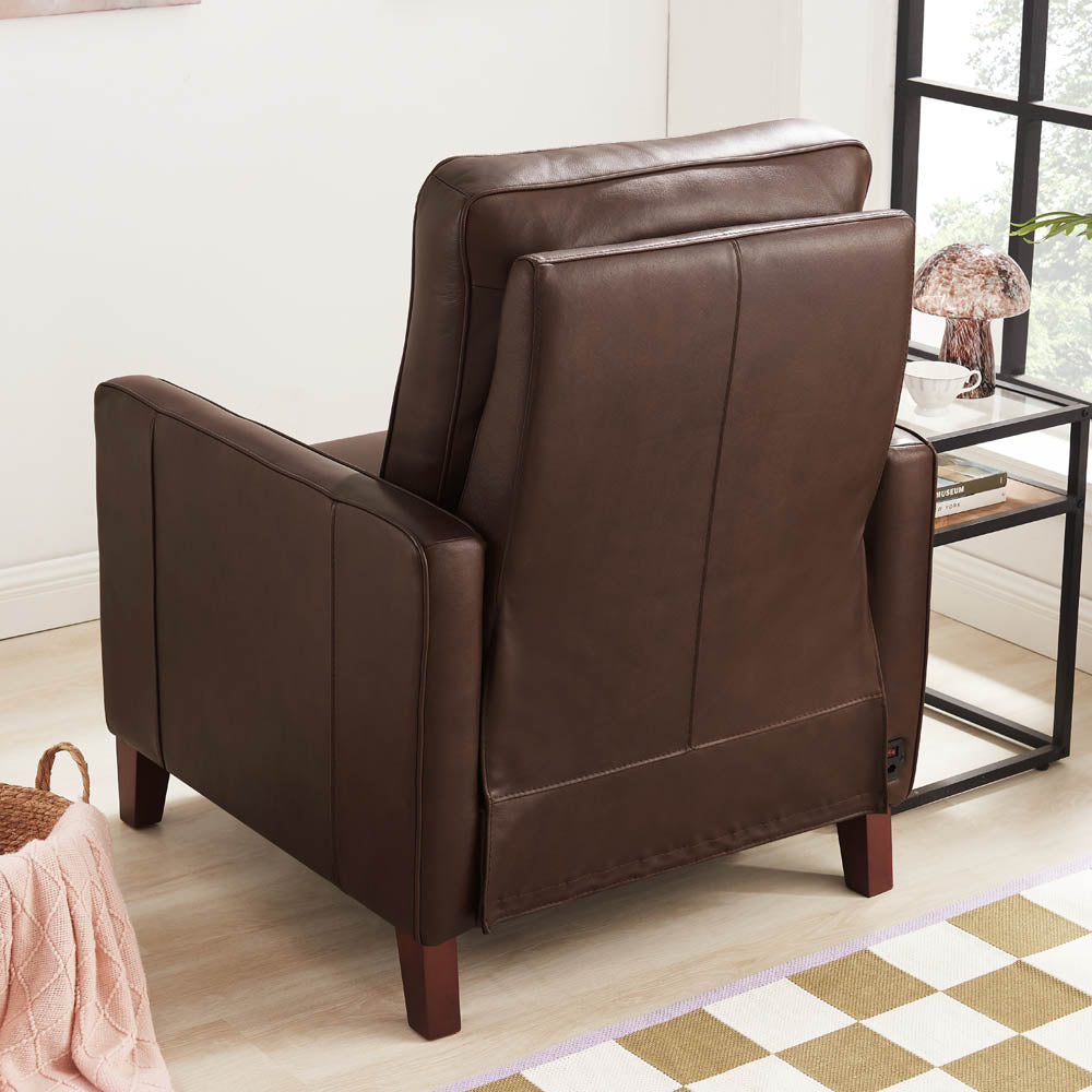 Ashby Power Headrest Zero Gravity Recliner Chestnut Memory Foam Genuine Leather