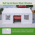 13X20 Heavy Duty Steel Carport Storage Canopy Garage Tent W Removable Sidewalls White Metal