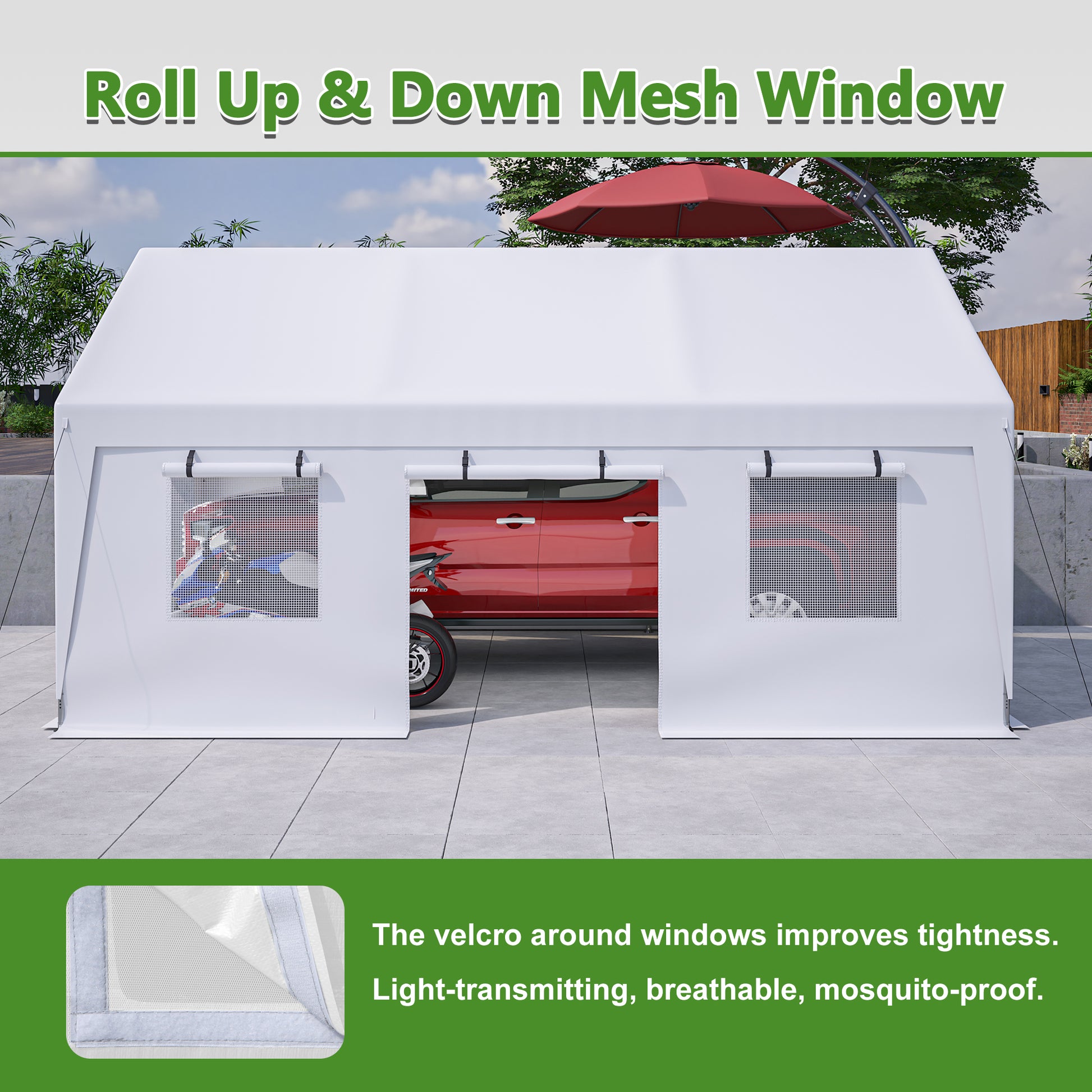 13X20 Heavy Duty Steel Carport Storage Canopy Garage Tent W Removable Sidewalls White Metal