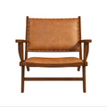 Daniel Leather Arm Chair Brown,Tan Brown Mid Century Modern Walnut Foam Genuine Leather,Solid Wood