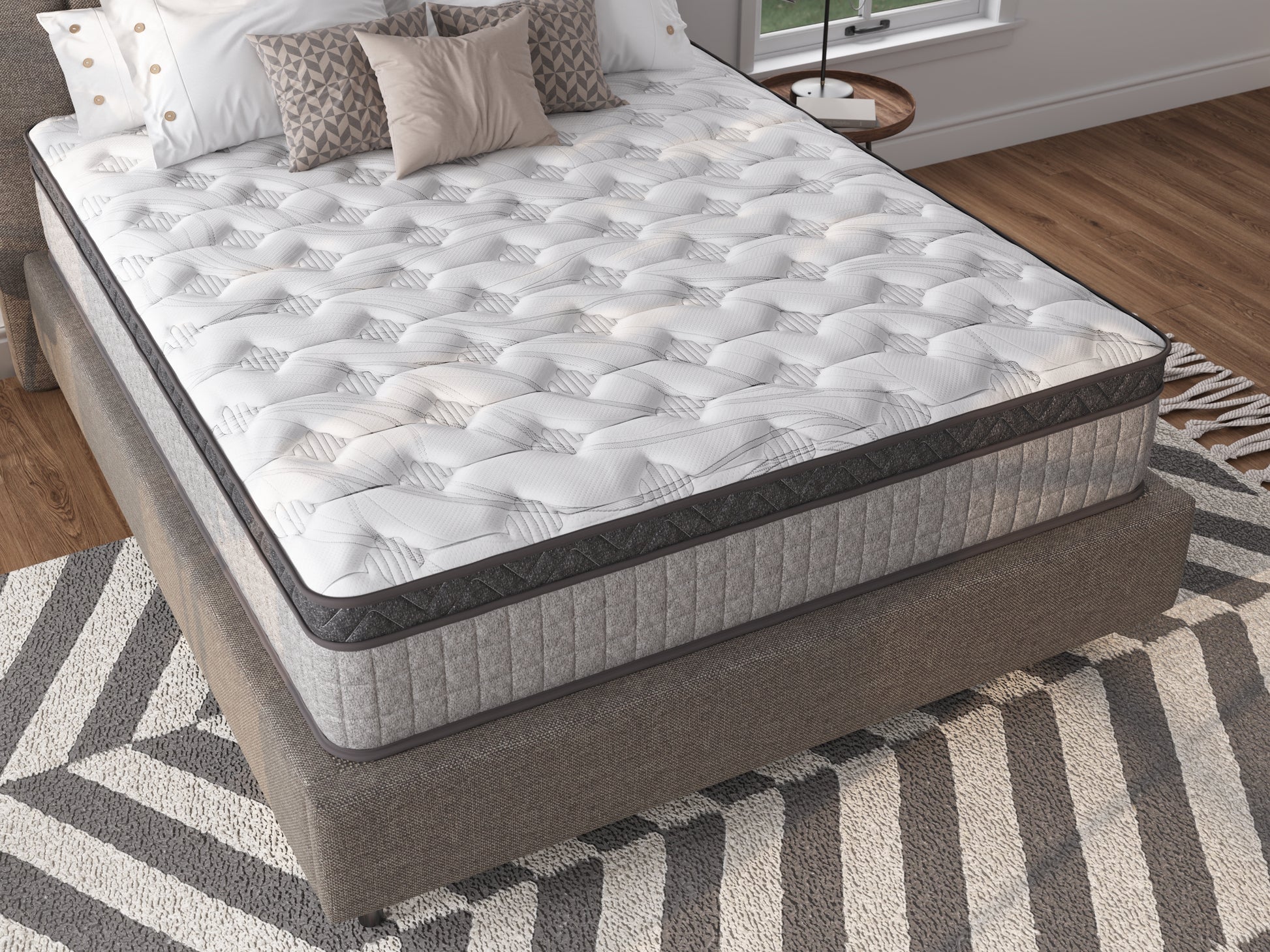 Assembled In Usa High Quality 12" Twin Diamond Innerspring Hybrid And Cooling Gel Memory Foam Mattress, Pressure Relief, And Motion Isolation, Certipur Us And Oeko Tex Certified Gray Foam Spring