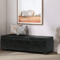 Lincoln Extra Large Storage Ottoman Bench Black Wood Fabric