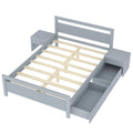 Full Size Wooden Platform Bed With 2 Storage Drawers And 2 Bedside Tables, Gray Full Gray Pine