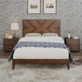 Mid Century Modern Platform Bed Wood Slat Support With No Box Spring Needed,King Walnut Box Spring Not Required King Walnut Wood Bedroom Mid Century Modern Bed Frame Wood