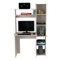 Aramis Desk, Five Shelves, Two Superior Shelves, Light Gray Gray Particle Board Particle Board