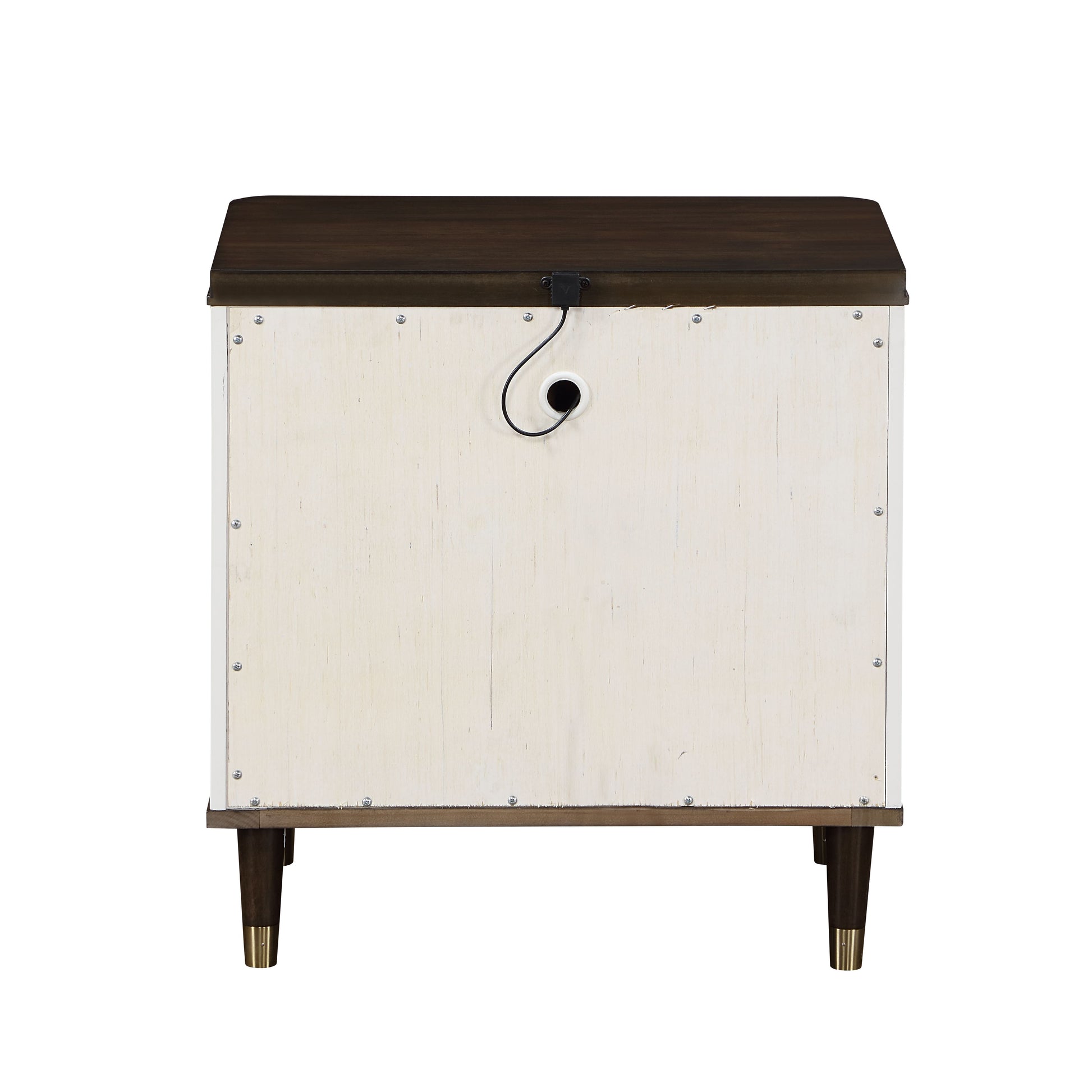 Carena White & Walnut Finish Night Stand W Usb White Walnut Synthetic Wood